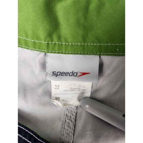 Men's Speedo Board Shorts Swim Trunks Blue Floral Men's Side Pockets Size 32 - Picture 10 of 14